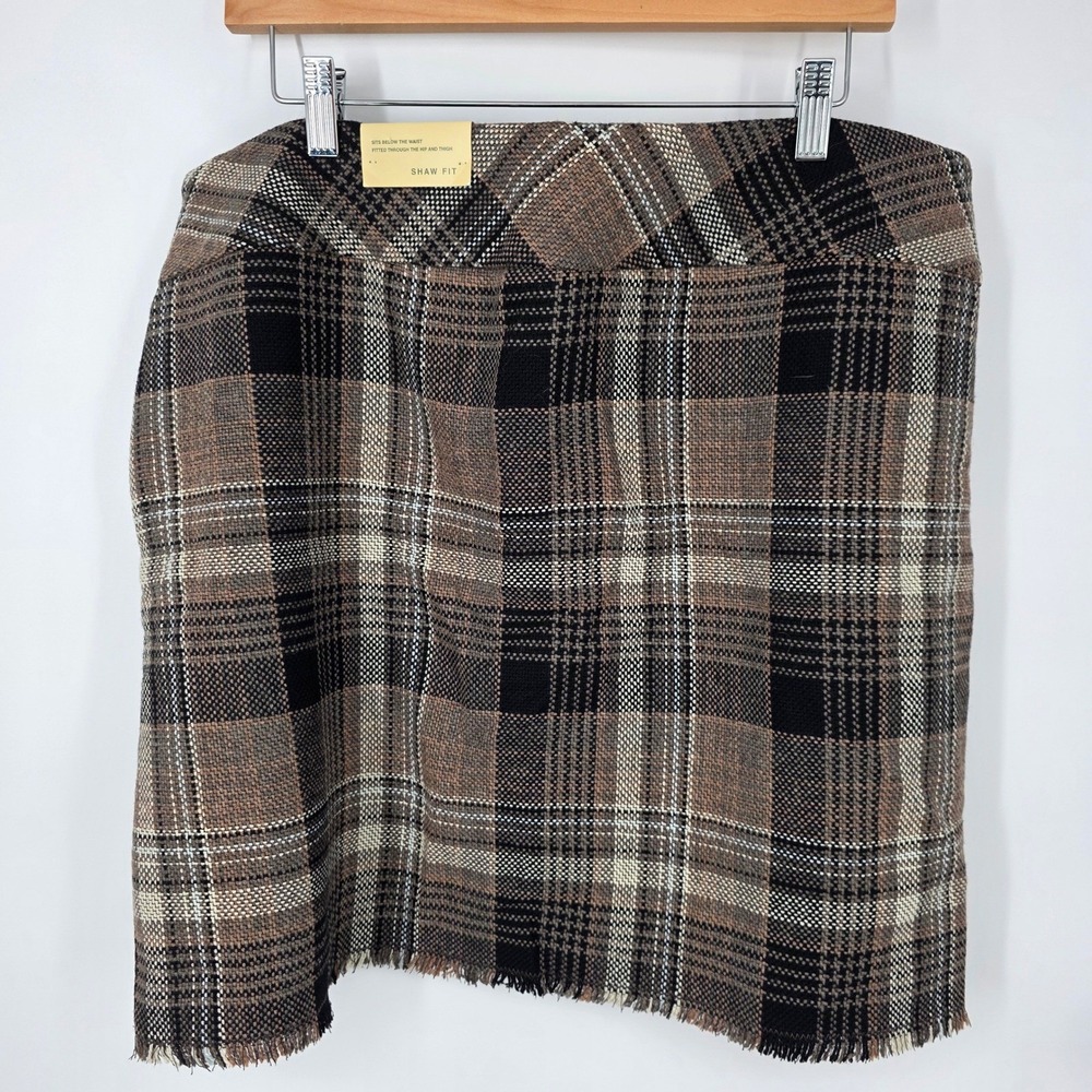 Plaid Fringe Hem Skirt